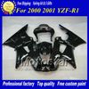 7 presentes Frete grátis carenagens pretas para 2000 2001 Yamaha YZF R1 YZFR1 00 01 YZF-R1 YZF1000 kit de carenagem completo