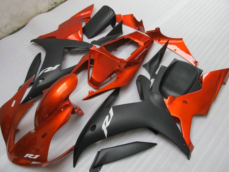 Orange Mat Black R1 Fairings For Yamaha YZF R1 2002 2003 YZFR1 02 03 YZF-R1 Pełny zestaw owiewki + darmowy prezent