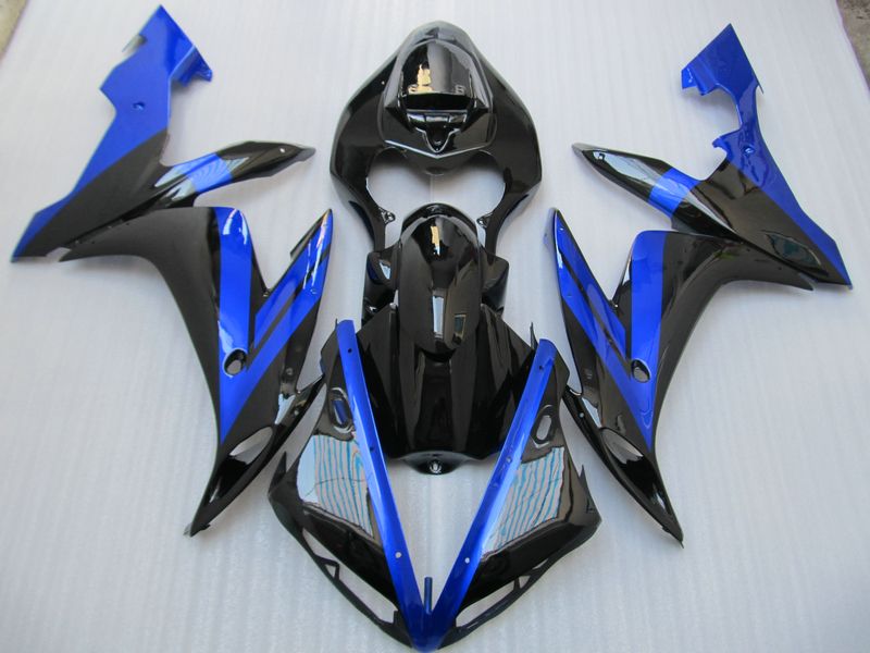 Black Blue Fairing för Yamaha 2004 2005 2006 R1 YZFR1 04 05 06 YZF-R1 Full Fairing Kit gratis gåva