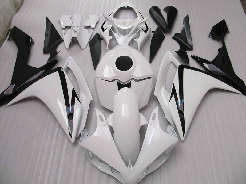 Kit complet de carénage de carrosserie ABS blanc noir pour 2007 2008 YZF R1 YZFR1 07 08 YZF-R1 + cadeau gratuit