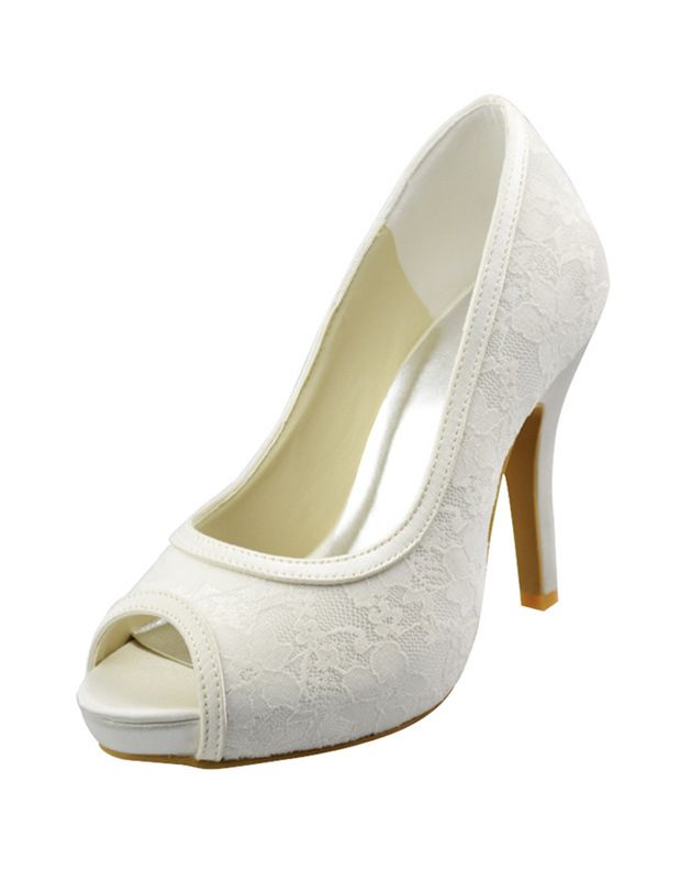 ivory lace wedding pumps