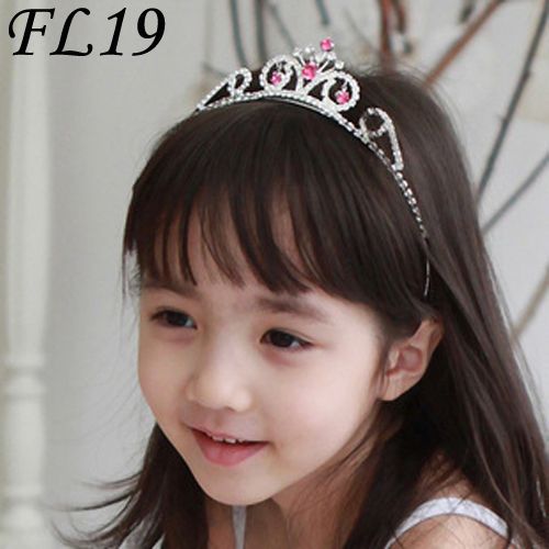 News Fashion Clear and Red Rhinestones Crown Flower Grils Headpiece Royal Crown Princess Crown FL19