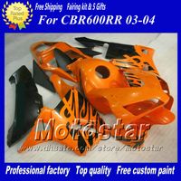 7 Gåvor Injektionsgjutningsfeedningar för HONDA CBR600RR F5 2003 2004 CBR 600 RR 03 04 Orange Svart Custom Fairing Kit AE35