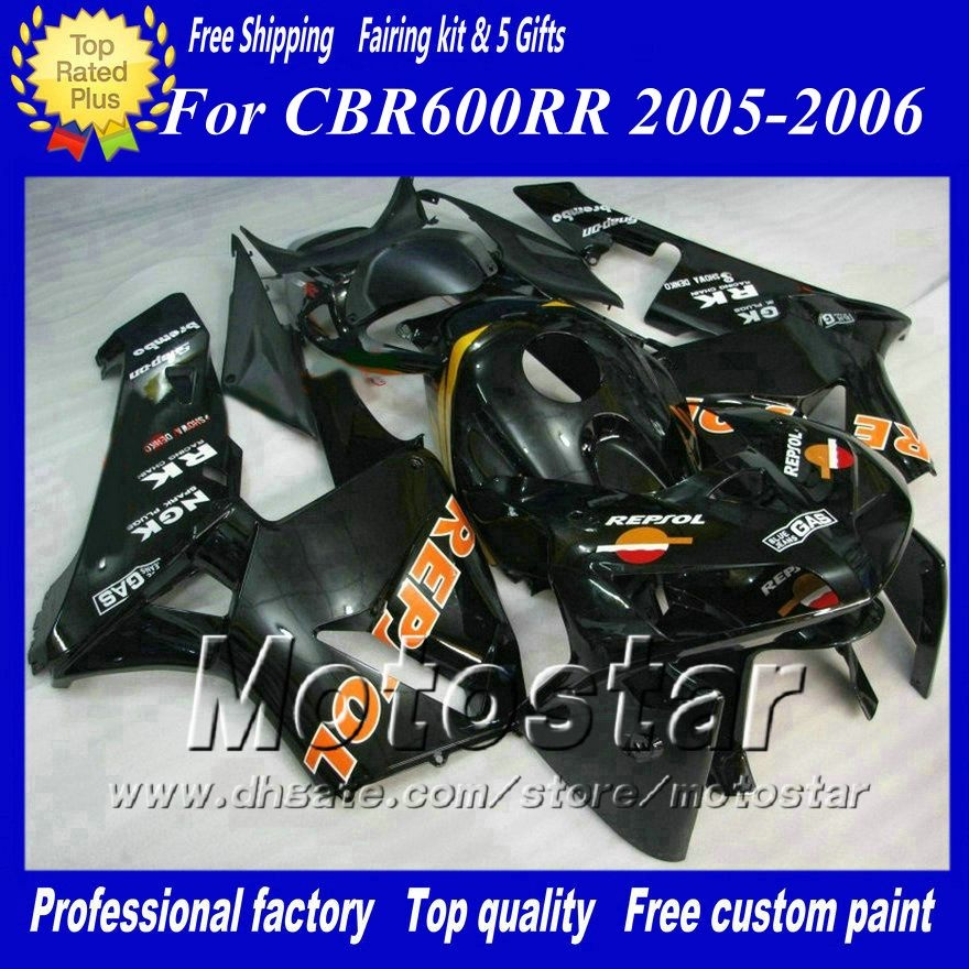 7 Geschenken Motorfiets Verklei voor Honda CBR600RR F5 2005 2006 CBR 600 RR 05 06 Glanzend Zwarte spuitgieten ABS FACKING AE64