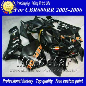 7 presentes carenagens da motocicleta para Honda CBR600RR F5 2005 2006 CBR 600 RR 05 06 injeção preto brilhante moldagem ABS carenagem ae64