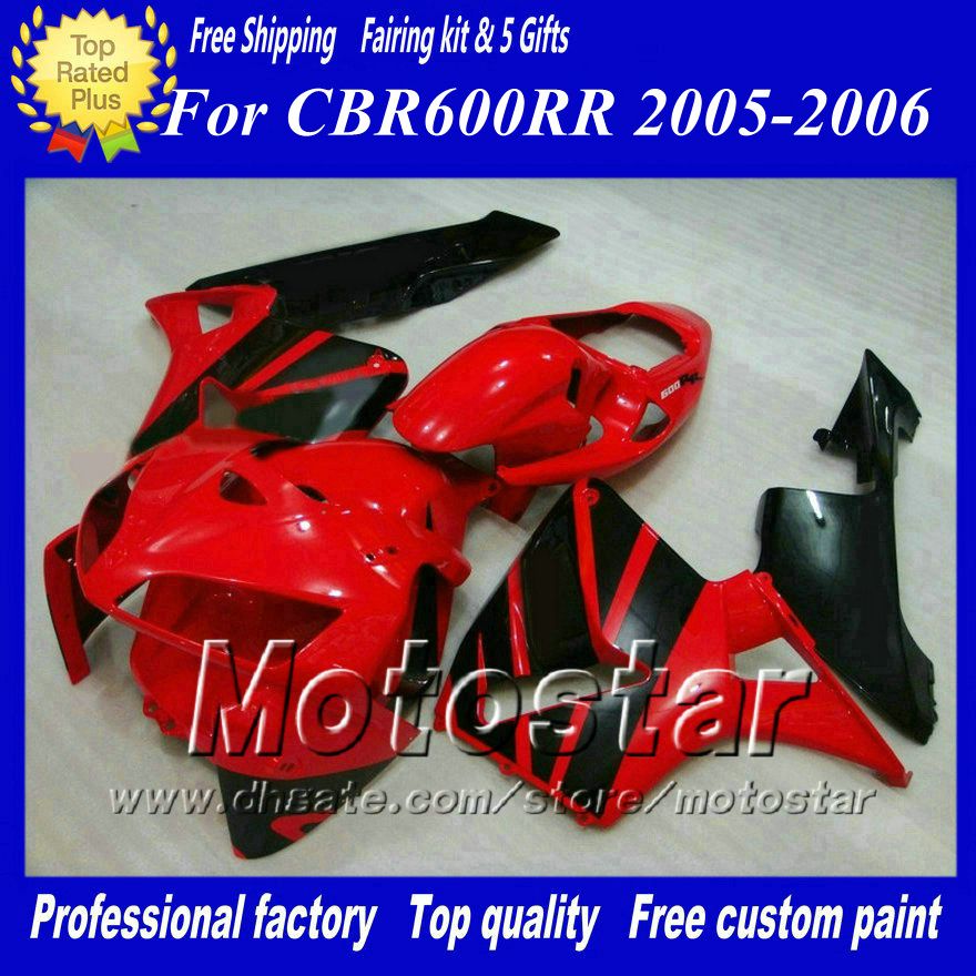 7Gifts دراجة نارية fairings kit لهوندا CBR600RR F5 2005 2006 CBR 600 RR 05 06 لامعة أحمر أسود حقن صب ABS fairing ae66