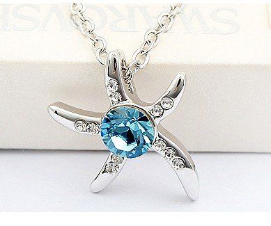 Acessórios para mulheres Starfish Crystal Pingente Colar De Moda Jóias Faça com Elementos Swarovski Frete Grátis (11 cores) 1767