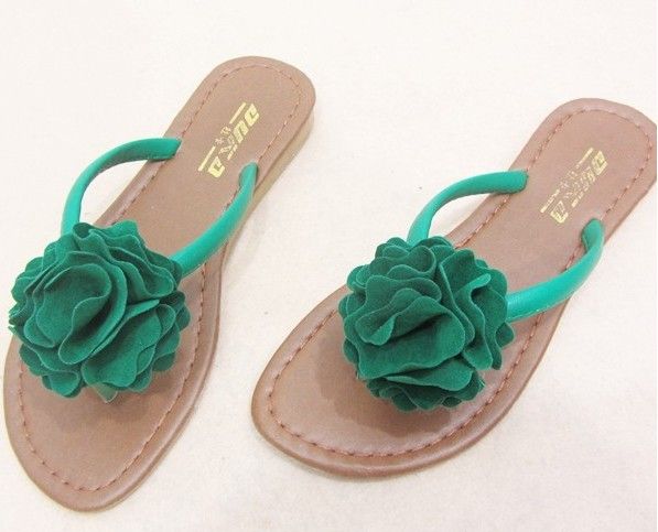 Summer New Flower Flat Sandals Flip Flops Sandals Slippers Sandals Flip ...