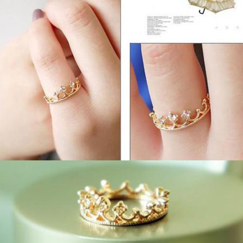 Korean Stylish Rhinestone Crown Mini Ring Rings For Women Girl Ladies From 0.
