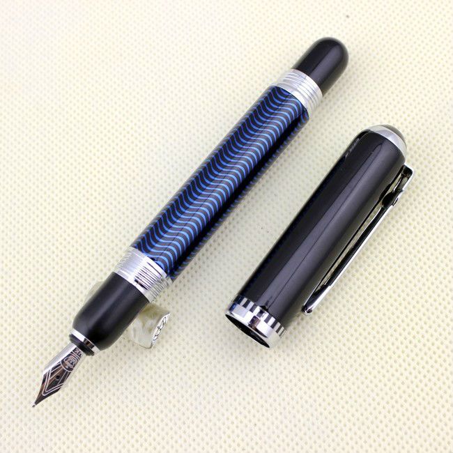 DUKE Fountain Pen 669 Moire Pattern Blue + Original Gift Box From Aplus