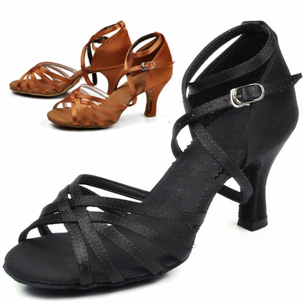 2019 Women Dance Shoes The Latin Dance Shoe Ladies Ballroom Dance Black Brown 7 Cm Heel From Fayfay1988 16 77 Dhgate Com