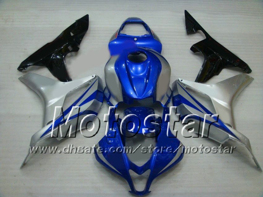 7ギフト射出成形ボディワークブレオグッドホンダCBR600RR F5 2007 2008 CBR 600 RR 07 08光沢のあるブルーシルバーカスタムフェアリングキットAF14