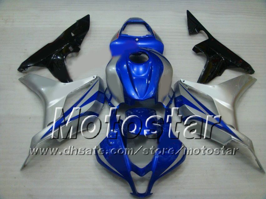 7Geschenkte Spritzgießen Bodywork Verkleidungen für Honda CBR600RR F5 2007 2008 CBR 600 RR 07 08 Glossy Blue Silber Custom Fairing Kit AF14