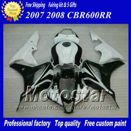 7Gifts injection Moulding bodywork fairings for HONDA CBR600RR F5 2007 2008 CBR 600 RR 07 08 glossy white black custom fairing kit af18