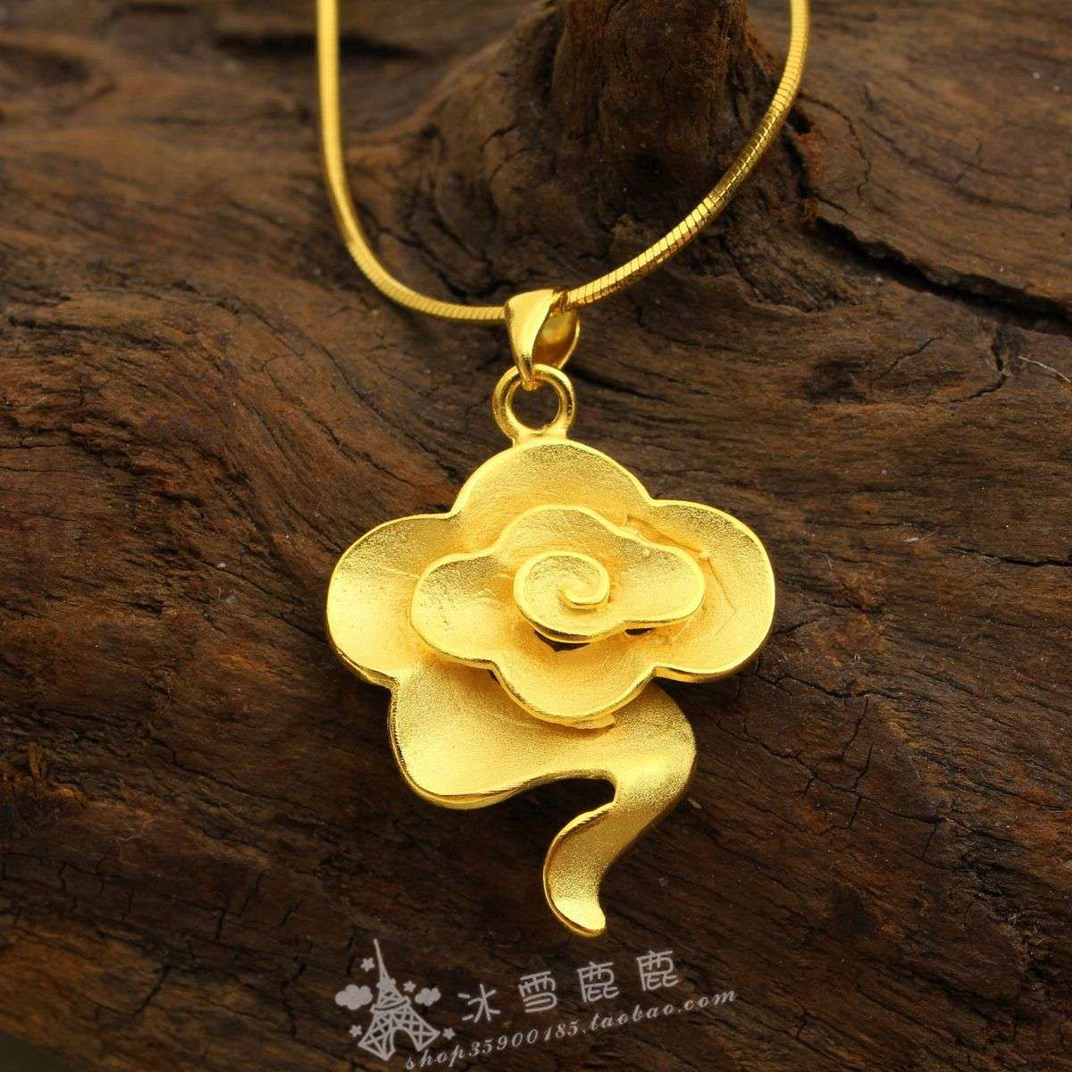 Whole Rich Golden Yellow Gold Flower Pendant Necklace Bride Whole Rich Golden Yellow Gold Flower Pendant Necklace Bride Wedding Women High Imitation Plated Sands New Year Gift Silver Chains Erfly