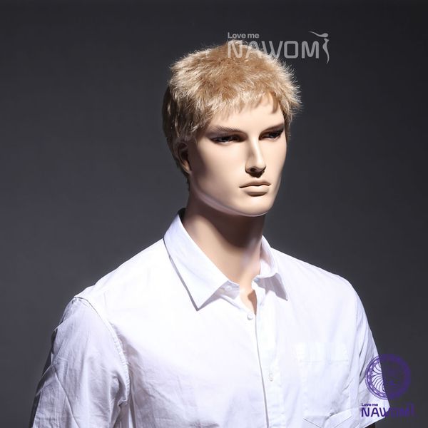 2019 Men Short Blond Hair High Quality Wig Natural Looking Wig