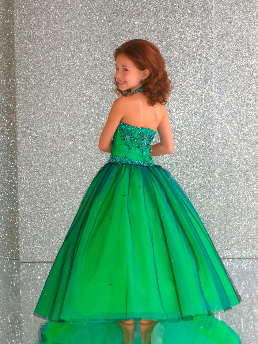 green pageant gown