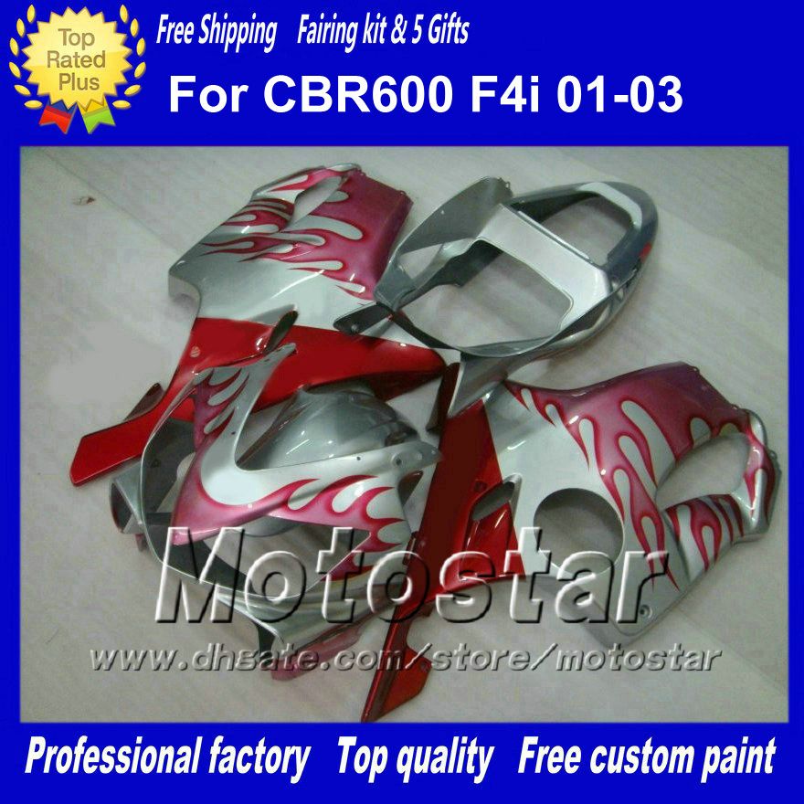 7Gifts fairings kit for HONDA CBR600F4i 01 02 03 CBR600 F4i CBR 600 F4i 2001 2002 2003 red flame Injection motorcycle fairing