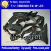 7Gifts Fairings Bodywork för Honda CBR600F4I 01 02 03 CBR600 F4I CBR 600 F4I 2001 2002 2003 platt svart grå motorcykelfeoking