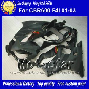 7Gifts Verkleidungen Karosserie für HONDA CBR600F4i 01 02 03 CBR600 F4i CBR 600 F4i 2001 2002 2003 flache schwarze graue Motorradverkleidung