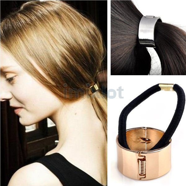 European Metal Circle Hair Tie Holder Ring Cuff PonyTail Elastic Rope Band Hair HP23*12 From