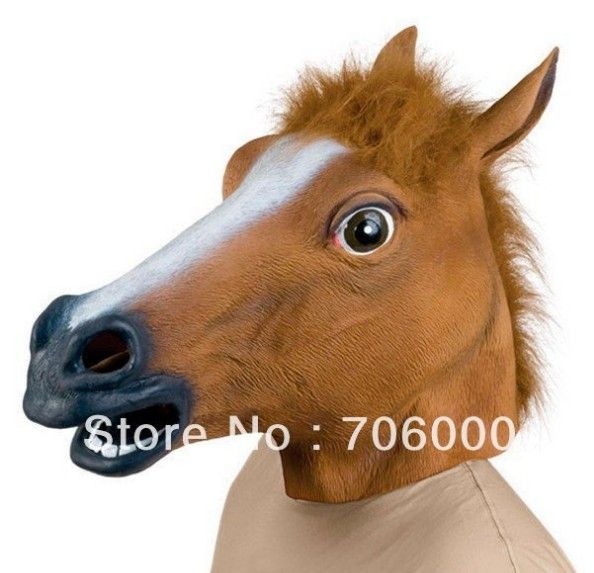 Creepy Horse Mask Head Halloween Costume Theater Prop Novelty Latex