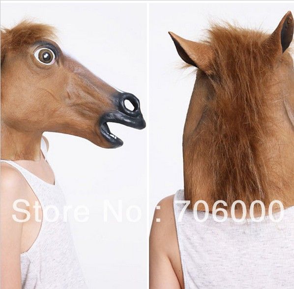 Creepy Horse Mask Head Halloween Costume Theater Prop Novelty Latex