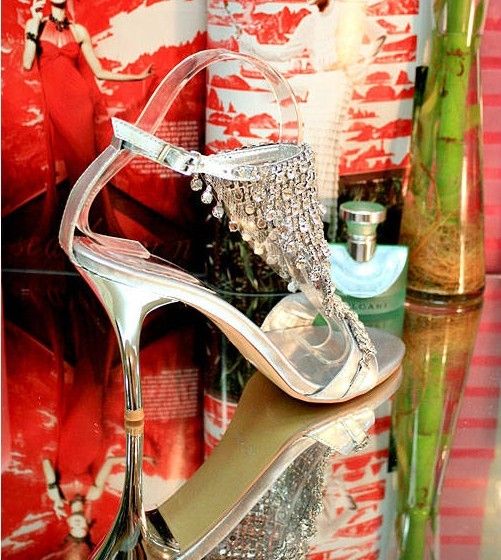 New Arrived Party wedding shoes exceed costly silver water fish mouth sandals temperament queen high-heeled shoe 
