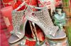 新しい到着パーティーの結婚式の靴を超える銀の水の魚の口サンダルの気質クイーンハイヒールの靴送料無料