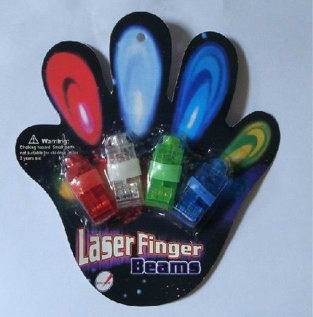 4X Färg LED Laser Finger Balkar Party Light-up finger ring laser lampor med blisterpaket