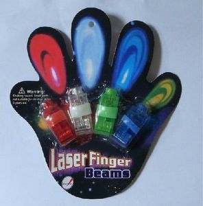 4X Färg LED Laser Finger Balkar Party Light-up finger ring laser lampor med blisterpaket