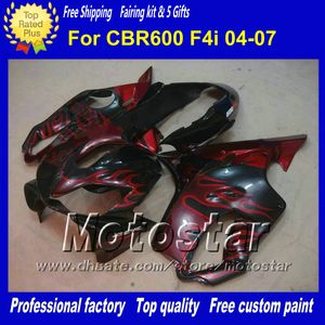 7 Gifts fairings set for HONDA CBR600F4i 04 05 06 07 CBR 600 F4i 2004 2005 2006 2007 red flame abs fairing