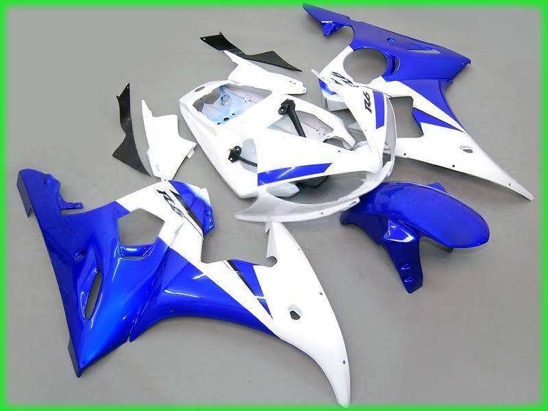 Blue white bodywork fairings for yamaha yzf r6 2003 2004 YZFR6 03 04 YZF-R6 full fairing kits & windscreen