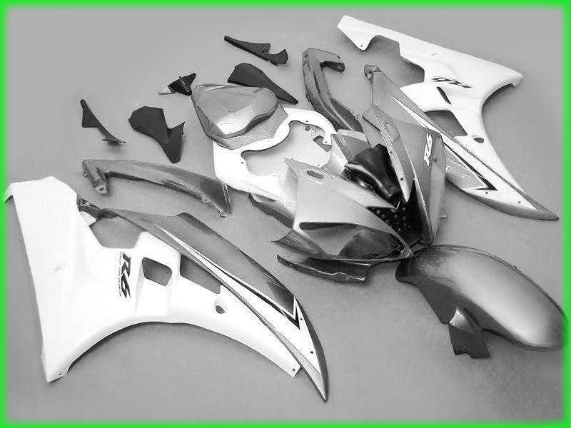 försäljning! Silver Gary Fairings for Yamaha 2006 2007 YZF R6 YZFR6 06 07 YZFR 6 YZF-R6 Full Fairing Kits karosseri