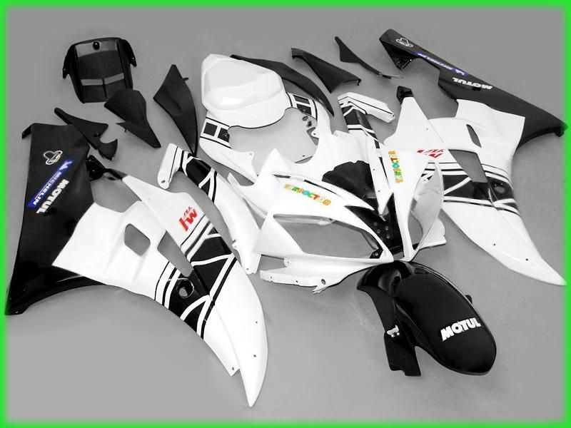 Black White Fairing för 2006 2007 YZF R6 YZFR6 06 07 YZFR 600 YZF-R6 YAMAHA FAIRINGS KIT BODYWORK