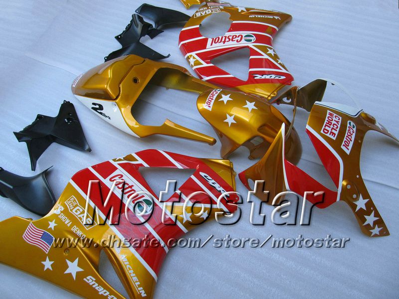 Gold Red Castrol Wishing Zestaw do Honda CBR900RR 954 CBR900 CBR 954RR CBR954 2002 2003 02 03 CBR 900RR Zestawy zwalczania motocykla