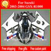 Kit de carénage de course personnalisé gratuit pour SUZUKI GSXR 1000 2003 2004 GSX R1000 03 04 K3 carénages G1h blanc bleu noir carrosserie moto