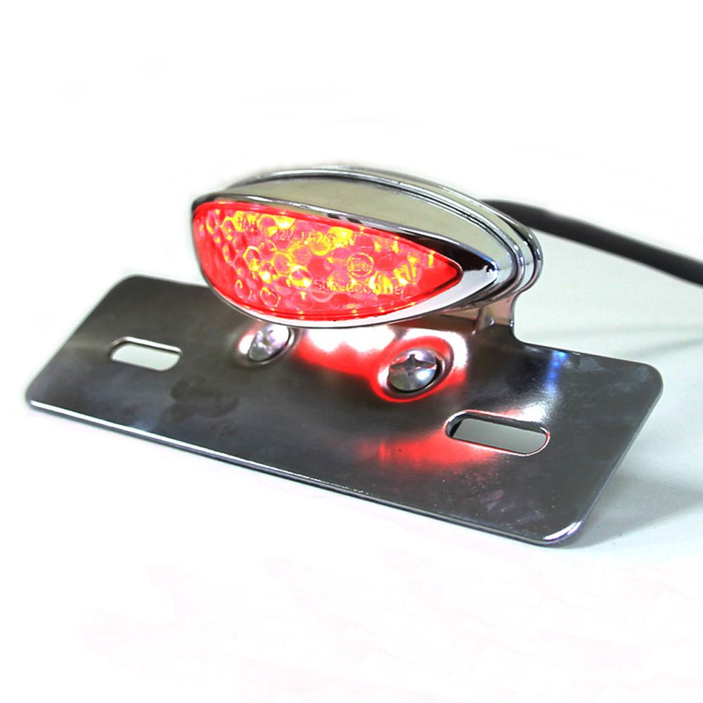 

Chrome Motorcycle License Plate Mount Brake Tail Light For ATV DIRT Chopper lamp