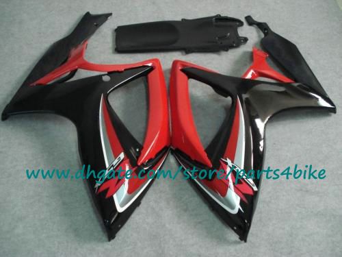 Injecção Kit de carenagens de plástico preto vermelho para SUZUKI K6 GSXR 600 GSXR 750 06 07 parte do corpo 2006 2007 Kit de carenagem GSX-R600 / 750 com 7 presentes