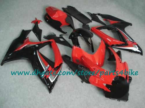 Injecção Kit de carenagens de plástico preto vermelho para SUZUKI K6 GSXR 600 GSXR 750 06 07 parte do corpo 2006 2007 Kit de carenagem GSX-R600 / 750 com 7 presentes