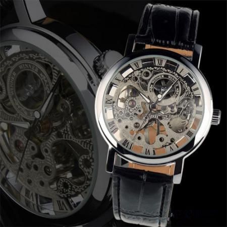 2021 Relogio manlig lyxvinnare Brand Handwinding Leather Band Skeleton Mechanical Wrist Watch for Men Reloj HOMBRE8488587