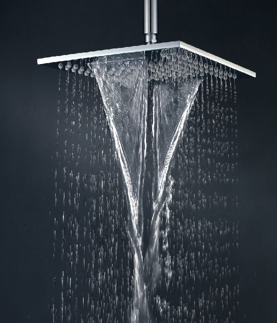 Double Waterfall Shower Head With Dual Rain And Waterfall Functions Shower Solid Brass Chrome 10 Inch WS25X25