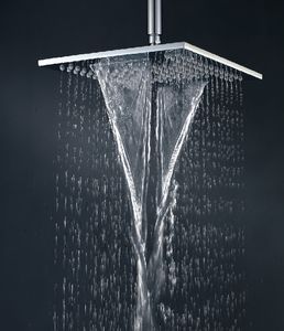 Doppelter Wasserfall-Duschkopf mit zwei Regen- und Wasserfallfunktionen, Dusche aus massivem Messing, verchromt, 10 Zoll WS25X25