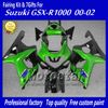 スズキGSXR 1000 K2 2000 2001 2002の7Giftsを備えたカスタムフェアリングボディキット2002 GSXR1000 00 01 02 R1000グリーンブラックフェアリングセットCC2