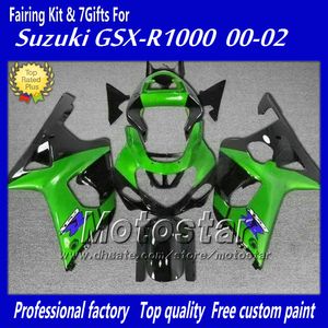 Bodykit de carenagem personalizado com 7gifts para SUZUKI GSXR 1000 K2 2000 2001 2002 GSXR1000 00 01 02 R1000 conjunto de carenagens preto verde cc2