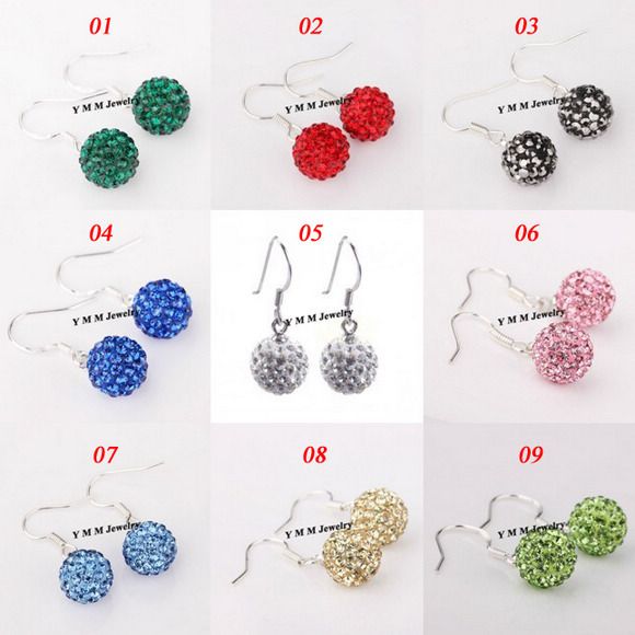 Valentine's Day Gift Silver Plate Disco Balls Crystal Earrings 50 Pairs Mix Options Free Shipping
