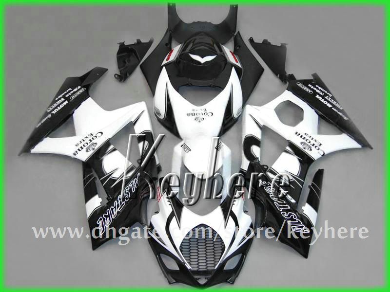 Grátis custom carenagem kit de carenagem para SUZUKI 2007 2008 GSX R1000 GSXR 1000 07 08 carenagens K7 G3j Corona branco preto aftermarket peças da motocicleta