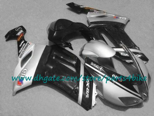 Black Silver Moto Backings Kawasaki 2007 2008 Ninja ZX6R ABS Carrosserie Fairing Kit ZX-6R Plastic Body Kits 07 08 met 7 geschenken