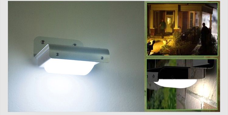 Solar LED LED Light Cor Body Czujnik dźwięk 16 diody LED chłodny biały zewnętrzny LED Lampka Ściana Ściana Lampa ogrodowa na S Christm338J