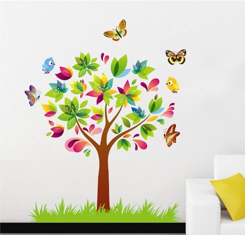 removable tree wall stickers birds and butterflies wall decal